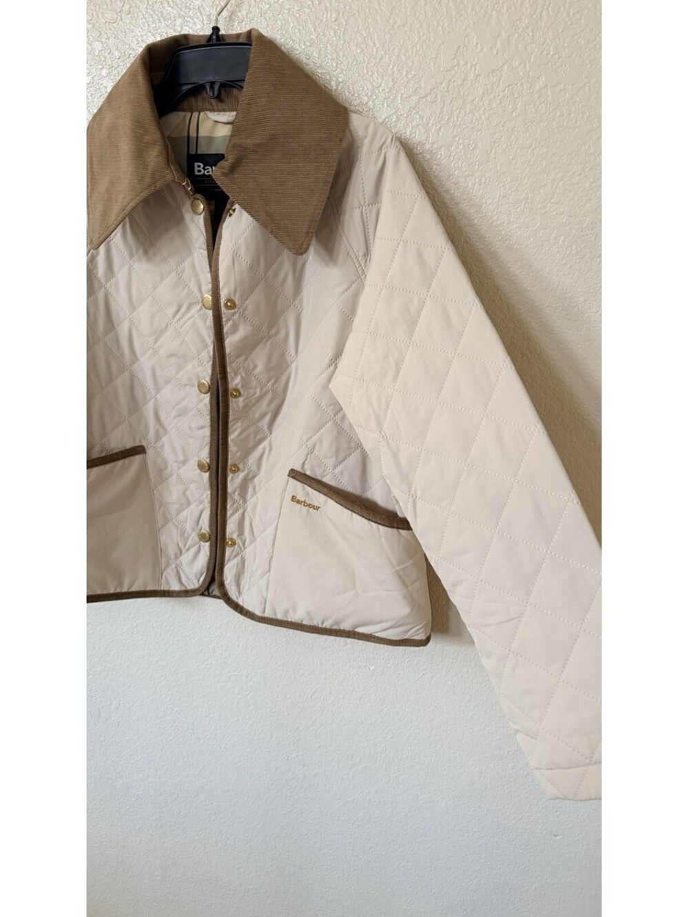 New Barbour Gosford Quilted Jacket In Ivory Size 6 $398 - Picture 6 of 13